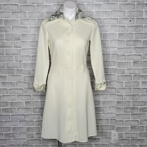 Vintage Double Dagger Floral Collar Long Sleeve Midi Dress